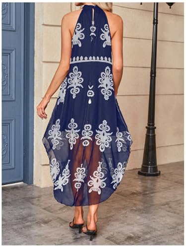 Image of Verdusa Women's Summer Dress Halter Flowy Asymmetrical Western Dress Boho Vacation Outfits