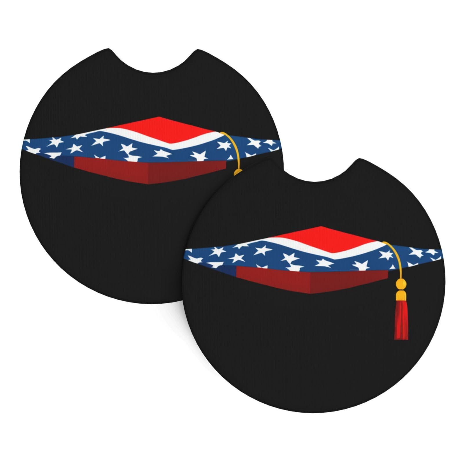 Doctoral hat and National Flag Printing Car Coasters 2 Pack - Durable Waterproof, Odorless, Easy to- Interior Car Accessories for Women and Menon
