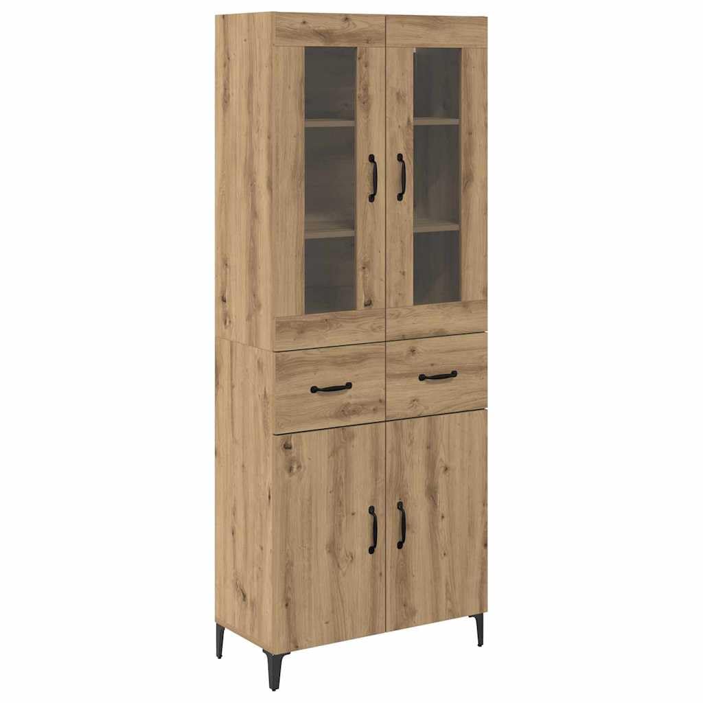 Armario alto de roble Artisan 180 cm con cajón y 2 puertas para salón