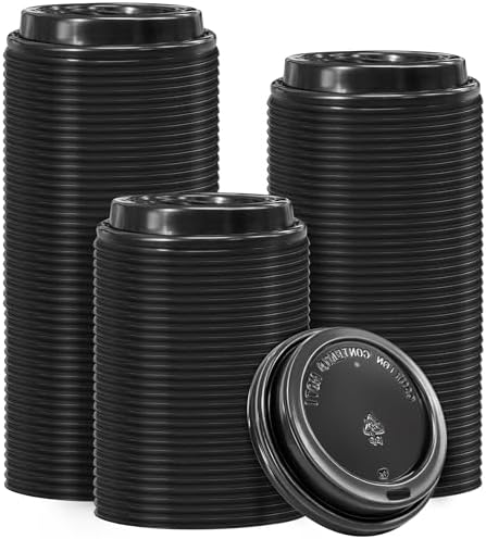 Amazon.com: Clawsoff 200 Pack Black Coffee Cups Lids 3.54'', Disposable ...