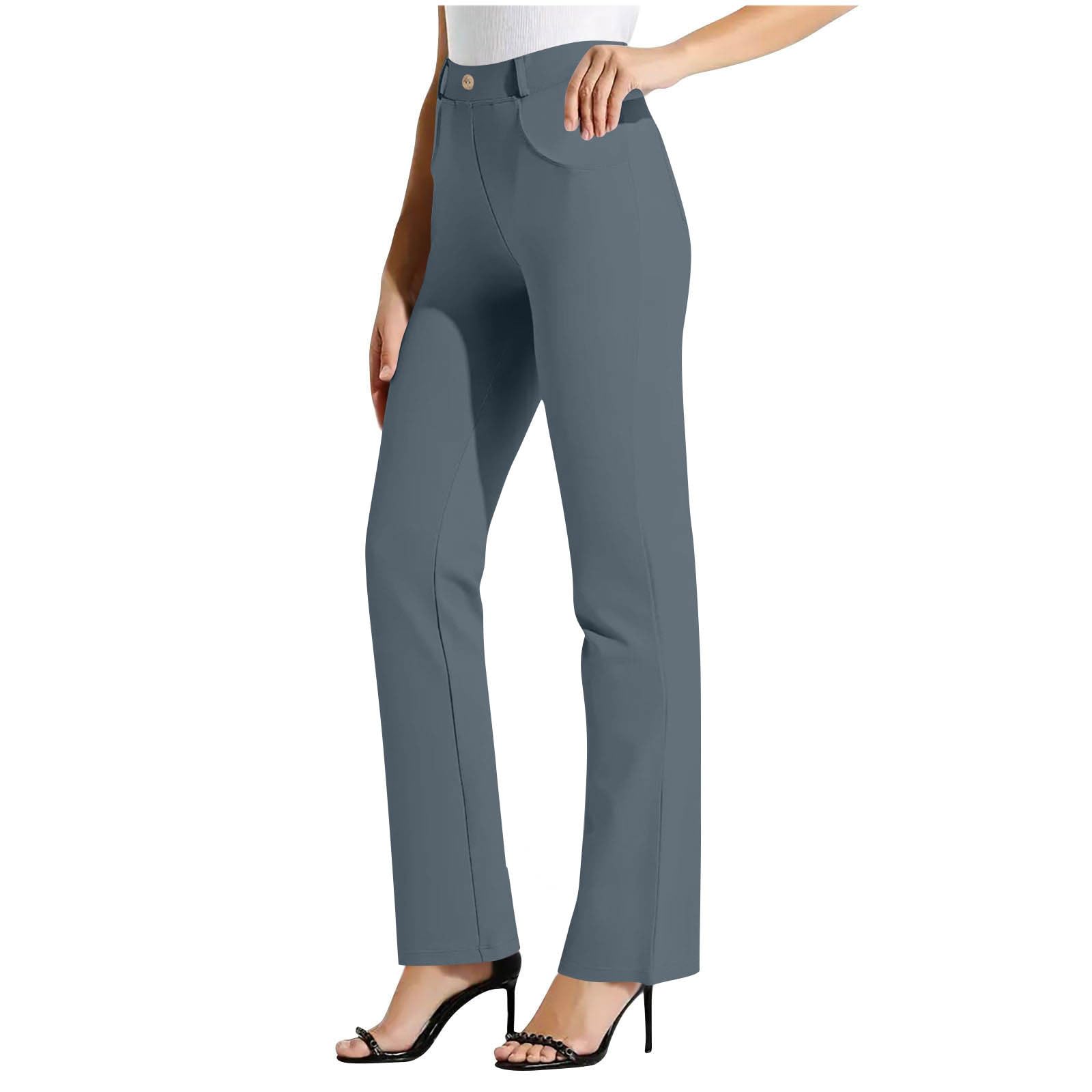 Dress Pants Women Business Casual Work Pants Tummy Control Office Straight Leg Trousers High Waisted Ladies Slacks