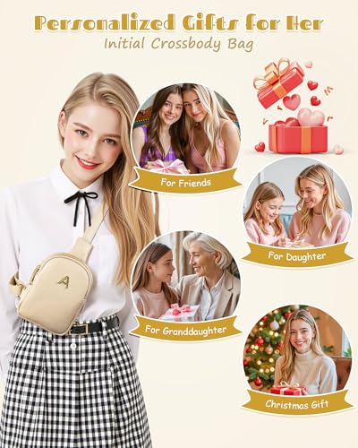 Image of Gifts for 6 7 8 9 10 11 12 13 14 15 16 Year Old Girls, Initial Cross Body Fanny Pack, Cute Sling Purse for Teens, Travel Crossbody Bags for Daughter Granddaughter, Tween Girls Trendy Stuff