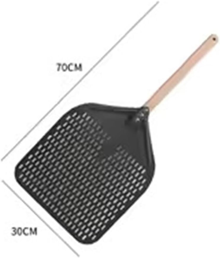 12/14 Inch Aluminum Perforated Pizza Shovel Peel With Detachable Handle Nonstick Oven Baking Paddle Spatula Turners Accessories(30cm Black 40cm H)