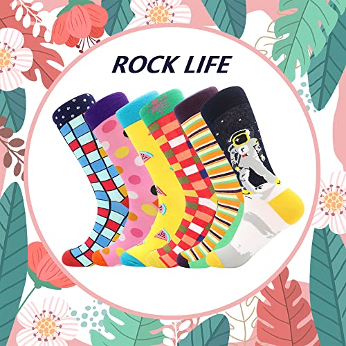 Fun-kledingsokken Voor Heren, Kleurrijke Funky Sokken Voor Mannen, Fancy Nieuwigheid Grappig Patroon Casual Gekamde Katoenen Kantoorsokken, Coole Gekke Sokken Voor Halverwege de Kuit Uniek en Opvallend - Afbeelding 3