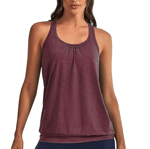 Beyove Womens Sleeveless Round Neck Loose Fit Racerback Red Tank Top Workout Gym Shirt #TOP10