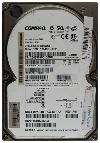 Disque dur Compaq Bd0186349b 18,2 Go 10K Ultra-SCSI 3 interne pour serveur