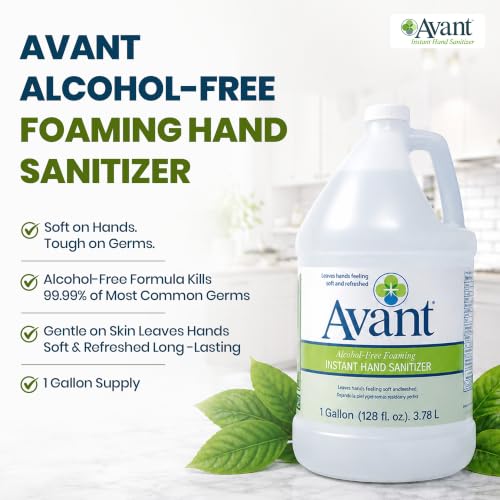 Image of Avant Alcohol Free Foaming Hand Sanitizer, 1 Gallon Bulk Liquid Refill