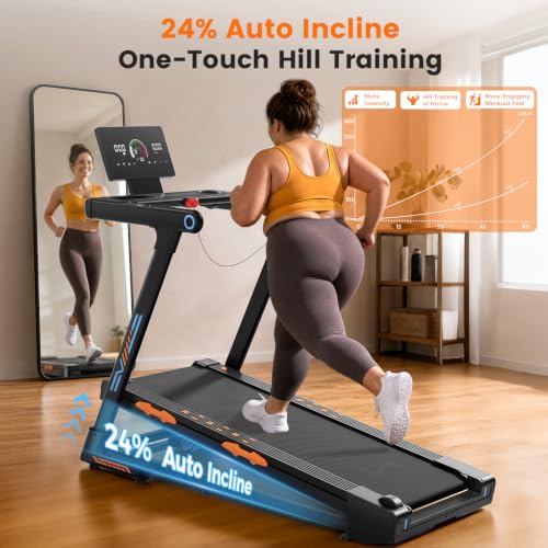 Image of JAGJOG Foldable Treadmill with 15% Auto Incline, 8.8 MPH, 300 lb Capacity