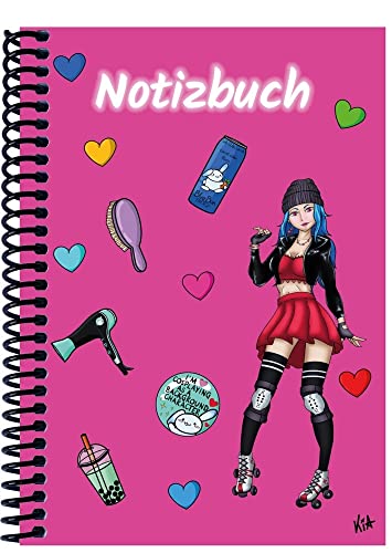 Carnet A4 Manga Enora rose quadrillé pour dessin et notes