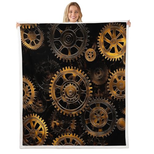 Erosebridal Golden Ndustrial Gear Fuzzy Blanket...