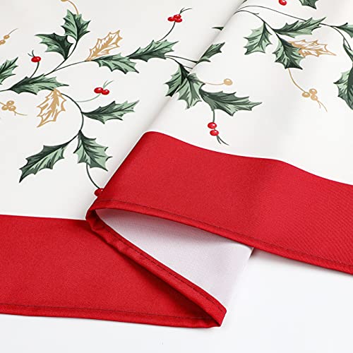 Wewoch Christmas Tablecloth 60"x104" Water Resistant Polyester Table Cloth with Leaf Print Ideal for Indoor Dining Holiday Décor by Wewoch - Image 2