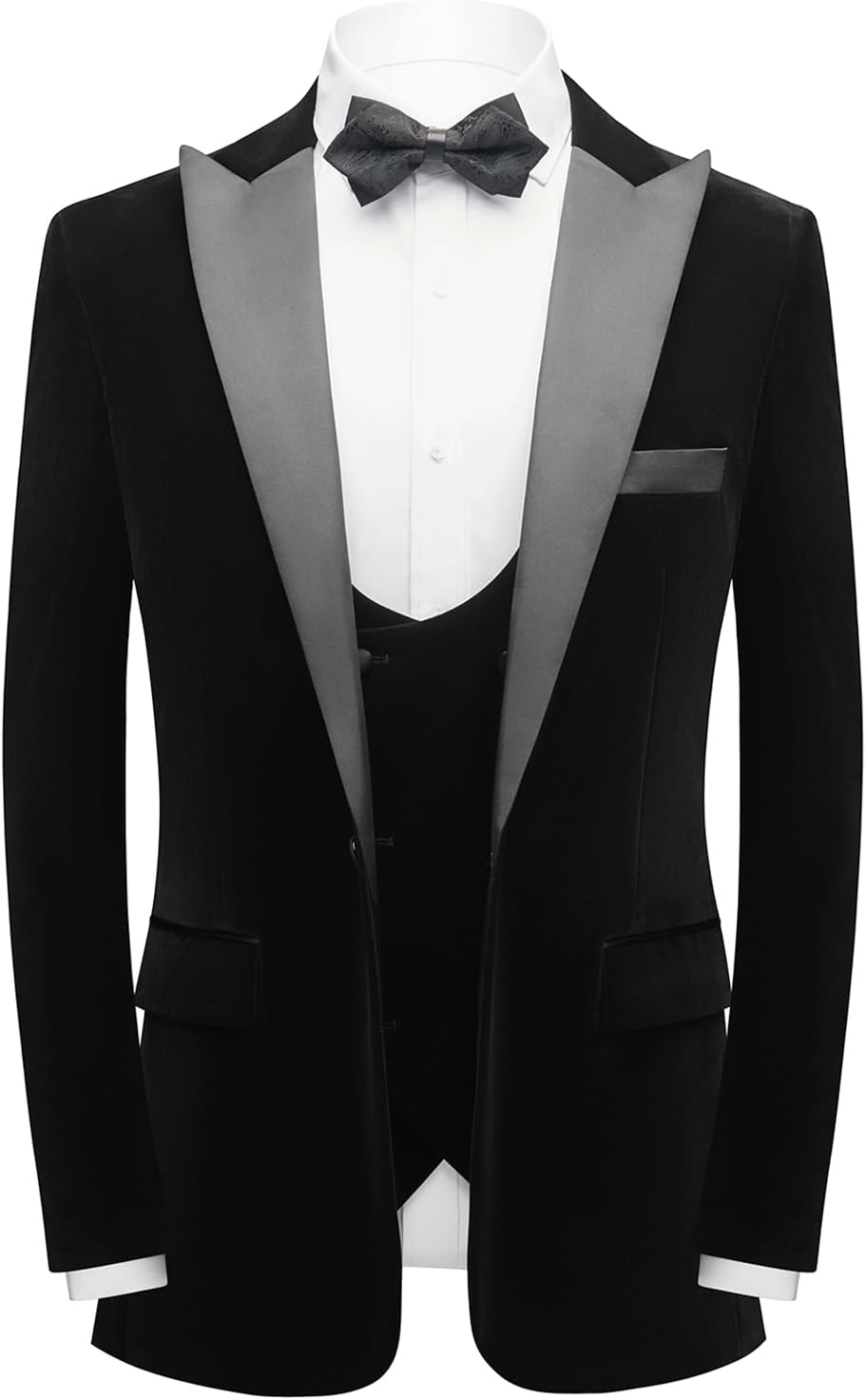 Men Suit 3 Pieces Slim Fit Solid Color Peaked Lapel Tuxedo Jacket Blazer for Party Prom Wedding - Image 5