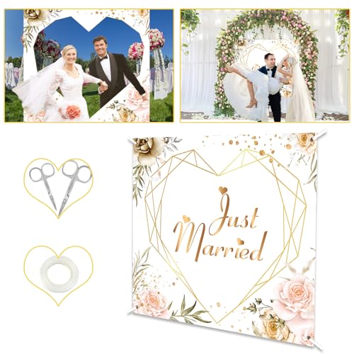 NAROSEBE Fondo Decoracion Boda 200 * 180cm Corazón de Boda para Cortar para Recién Casados Banner de Fondo Boda Telón de Fondo para Photocall Boda para San Valentín Decoraciones de Aniversariode Boda