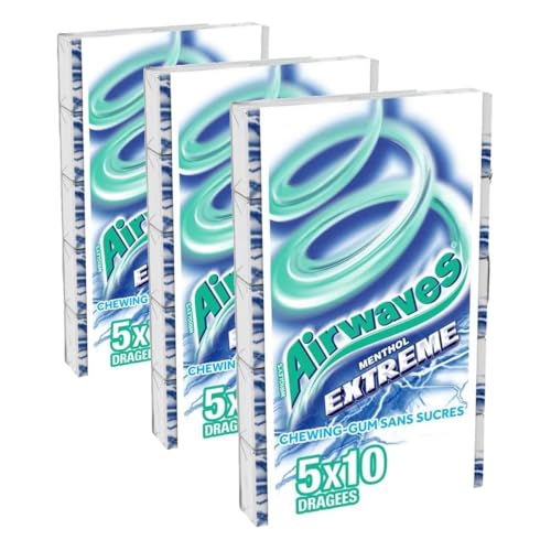 AIRWAVES - Chewing-gum Menthol Extrême sans sucres - 15 paquets de 10 dragées - 70g