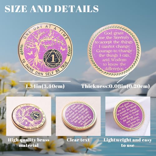 one year sobriety coin aa chips and medallions sobriety coin for women tree of life recovery coins anniversary token sobriety gifts alcoholics anonymous gift - to thine own self be true