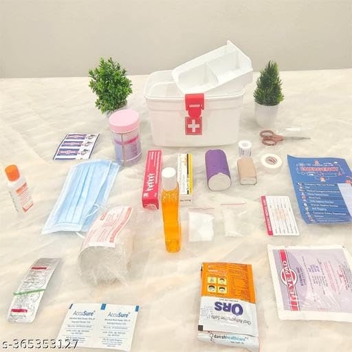 Image of First Aid Box,Medicine Storage Box,Medicine Box, Multi Utility Storage with Handle|| Unbreakable Material| Detachable Tray | Emergency Cabinet nizer |Medicine nizer (17 -P2334)