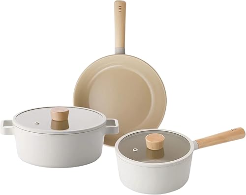 Miniatura 1 de NEOFLAM FIKA - Juego de ollas y sartenes esenciales de cocina para el hogar, 5 piezas, con tapa, revestimiento de cerámica antiadherente, inducción,