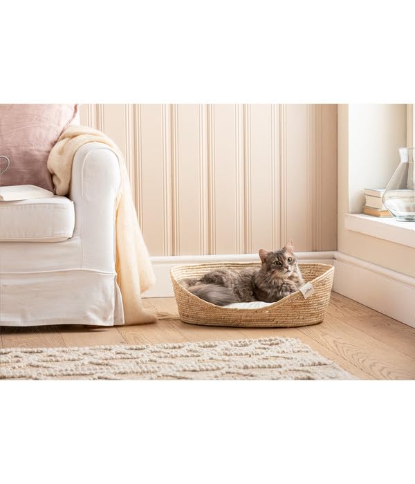 Dehner Premium Lovely Kuschelbett Tiefer Schlaf, 43 x 35 x 15 cm, Naturmaterial/Plüsch, weiß/beige