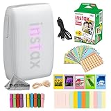 Fujifilm Instax Mini Link 3 Wireless Smartphone Photo Printer (Clay White) w/Mini Instant Film (20 Sheets) + Decorative Sticker Frames + Mini Desk Frame & Hang Clips -Bundle