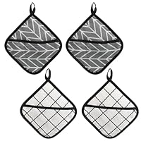 Topflappen mit Tasche 4 Stück Hitzebeständige Topflappen Aus Baumwolle Praktische Küchenhelfer für Kochen und Backen(18 x 18 cm)