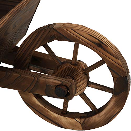 Sunnydaze Wooden Decorative Wheelbarrow Planter, for Patio, Lawn and Garden - 35 x 10 x 11 Inches