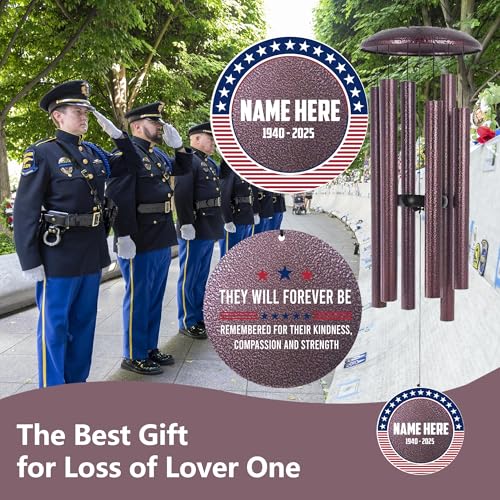 Image of ASTARIN Personalized Wind Chimes for Memorial US Veteran, Deep Tone Wind Chimes for Loss of Loved One Brothers Sisters, Thank You Veteran Solider,Produced in Texas