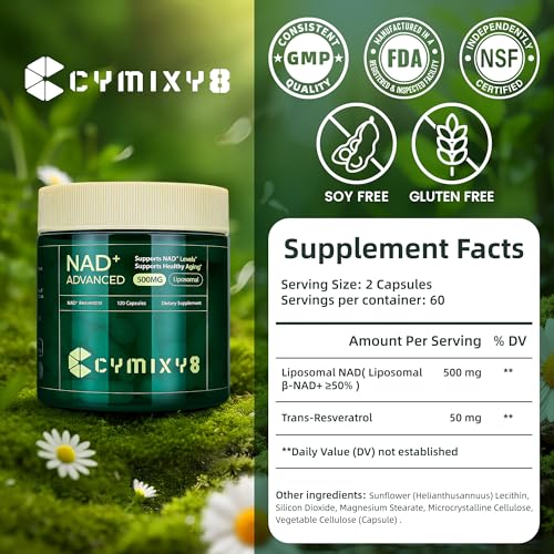 nad supplement liposomal nad supplement with resveratrol high absorption nad booster for men and women cellular energy and vitality 120 capsules anti-aging support