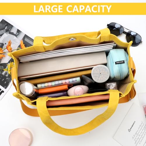 Image of Corduroy Tote Bag for Women Small Satchel Bag Mini Tote Bag Aesthetic Crossbody Handbag - School Work Travel Shopping