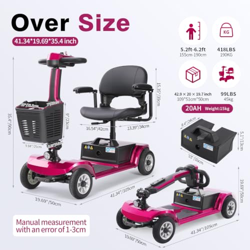 Image of 22-Mile Electric Mobility Scooter for Seniors - Easy to Operate