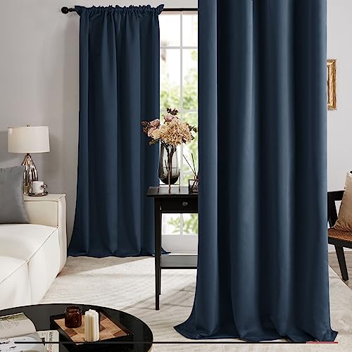 Deconovo 100% Blackout Curtains For Bedroom, 72 Inches Long Curtain Drape 2 Panels, Room Darkening Soundproof Window Treatment For Nursery(Navy Blue, 52W X 72L Inch, 2 Panels) #TOP6