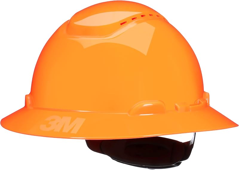 3M Hard Hat SecureFit H-800 Series Full Brim Style Safety Helmet with Uvicator Sensor, 4-Point Pressure Diffusion Ratchet Suspension, ANSI Z87.1