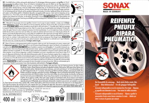 SONAX ReifenFix (400 ml) die zuverlässige Pannenhilfe für unterwegs Macht Platte Reifen Wieder fahrbereit - ohne Reifenwechsel | Art-Nr. 04323000