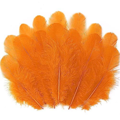 Soarer 300pcs Orange Rooster Feathers Bulk - 3-5inch Craft Feathers for Wedding Home Party Dream Catcher Supplies and DIY Crafts(Orange)