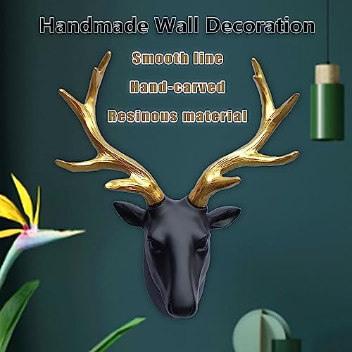 Joyevy Deer Head Wall Decor-Wall Sculpture Resin Deer Head Gold Antler Faux Deer Skull-Handmade Wall Art Hanging Rustic Animal Cottage Decor Home Cottage thumb #3