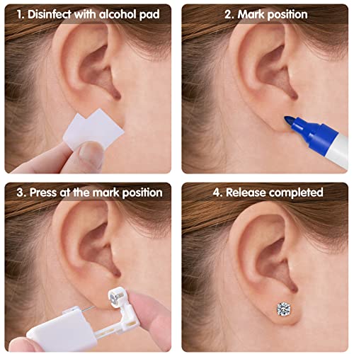 ear piercing kit anzero 2 pcs disposable ear piercing gun with preloaded ear stud at home self ear piercing gun kit - 5mm earrings stud