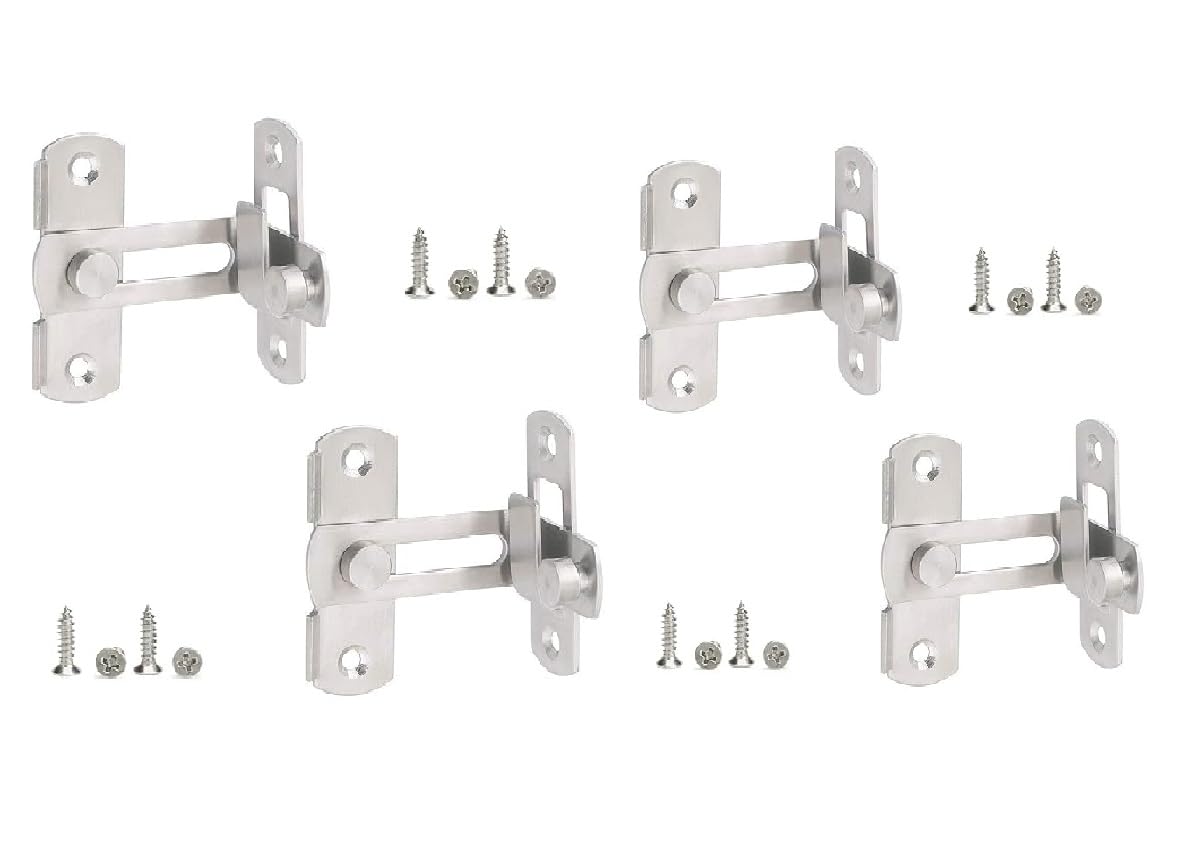 Pack of 2 Flip Door Sliding Latch - 90 Degree Door Latch Lock, Stainless Steel Barn Door Lock, Cupboard Lock, Door Latches for Home, Barn, Bathroom, Garage and Sliding Door (4)-image-42