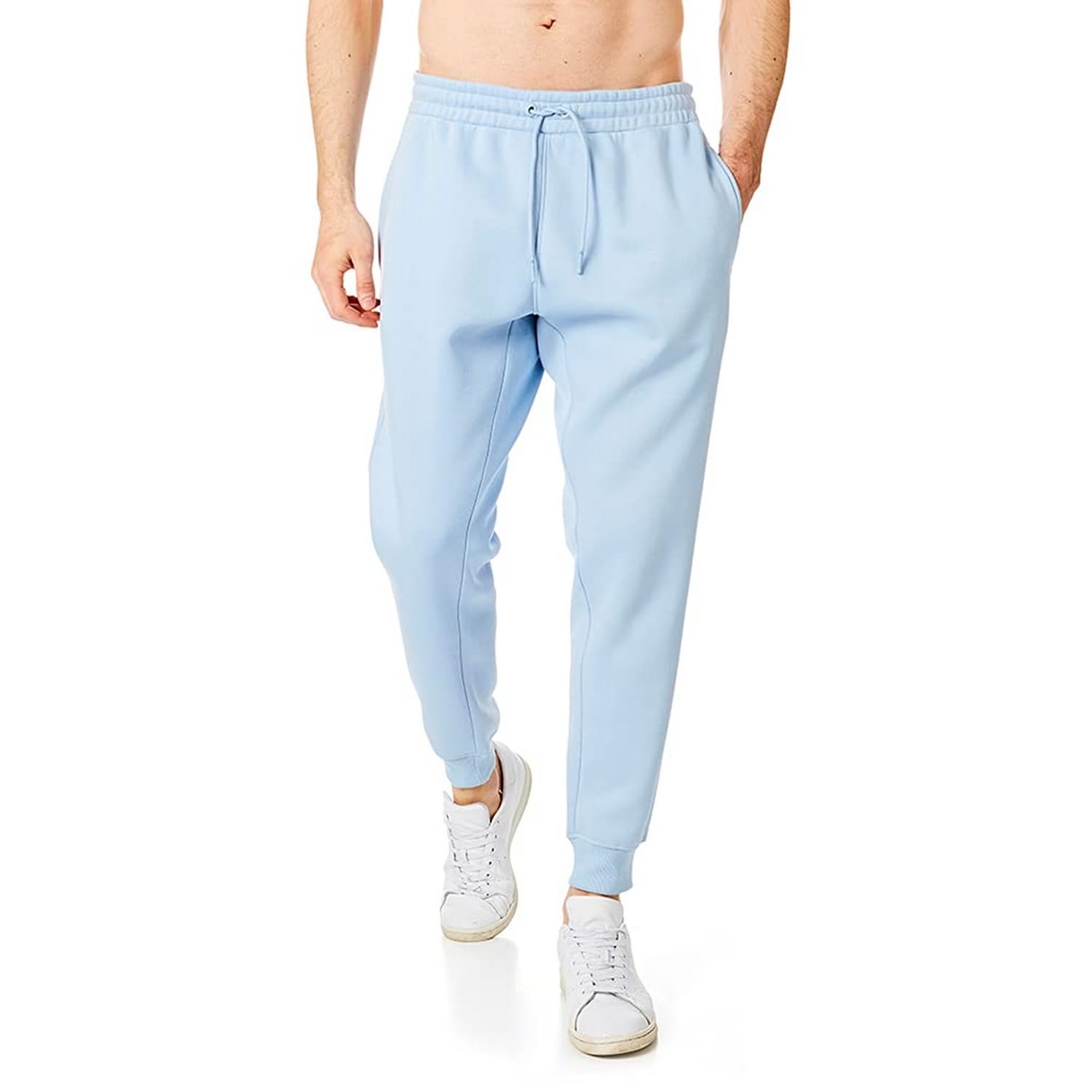 RIPT Men’s Fleece Joggers with Drawstring Waist Cuffed Tracksuit Bottoms with Pockets Soft Touch Sweatpants for Gym & Loungewear (Cashmere Blue, L)