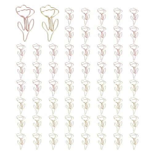 Trombones mignons fleur organisation fichiers maison bureau pince papier métal doré 60 u