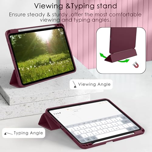 Image of ZryXal New iPad Pro 13 Inch Case (M5) 2025 / (M4) 2024 with Pencil Holder, Smart iPad Case [Support Pencil Pro and Pencil (USB-C)], Support Touch ID and Auto Wake /Sleep (Wine)