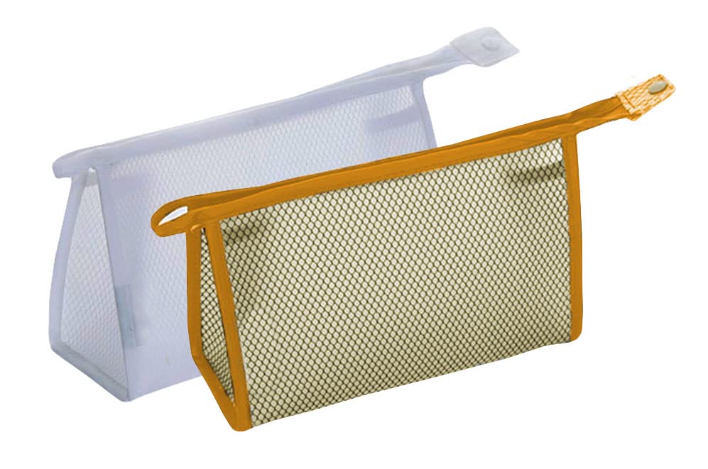 Tavish Mesh Pouch, Make up Bag with Zipper Cosmetic Organizer Pouch for Daily or Travel to Keep Small Items - Set of 2