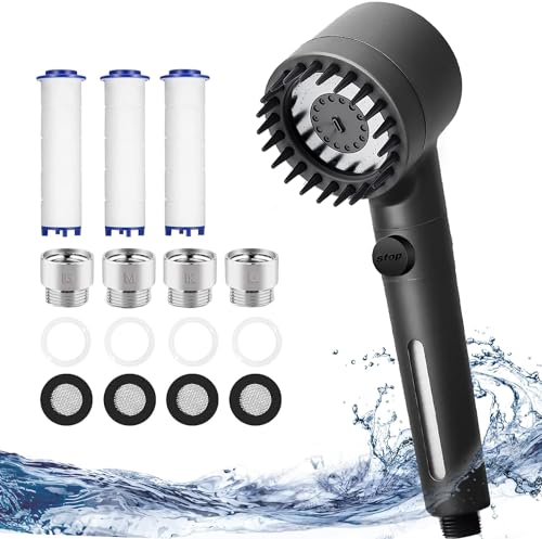 Prsca シャワーヘッド ミスト 節水 高水圧 塩素除去 浄水シャワー マイクロナノバブル マッサージブラシ機能 極細水流 3段階モード 手元止水ボタン 水漏れ防止 肌ケア 頭皮ケア 高洗浄力 フィルター付き 取付簡単 クリスマス プレゼント 家庭用