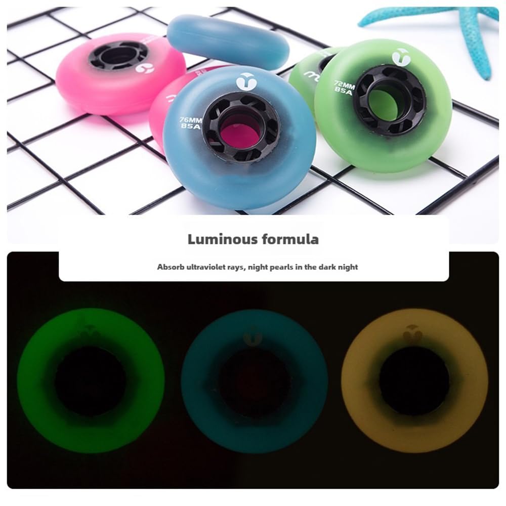 Confezione da 8 Ruote per Pattini in Linea da 64 mm 68 mm 70 mm 72 mm 76 mm E 80 mm Ruote di Ricambio per Pattini in Linea 82A-85A per Interni Ed Esterni con Cuscinetti ABEC-9 (Rosa 76 mm)