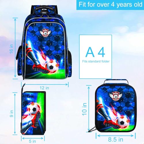 Image of WZLVO 3PCS Dinosaur Backpack for Boys, 16 Inch Kids Water Resistant Preschool Elementary Kindergarten Bookbags and Lunch Box | Kids