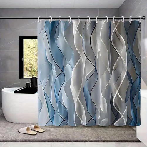 Ensemble de rideau de douche imperméable en tissu polyester pour salle de bain - 2