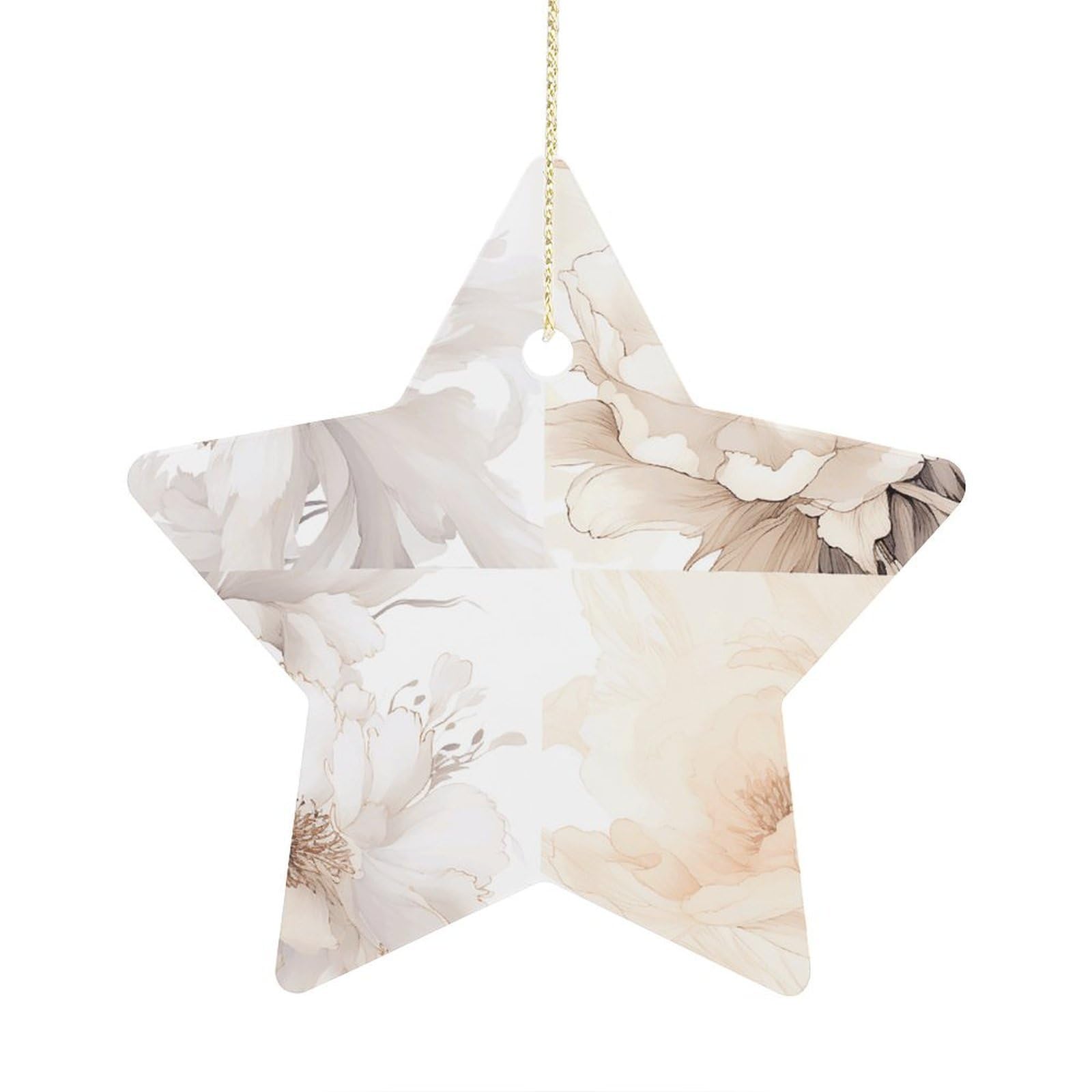 Fodpand Women's Style Flower Image Ornament With String, Keepsake Hanging Decorations,Ceramic Ornaments For Men Indoor Home Holiday Party Gifts