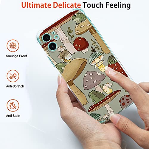 Frog Mushroom Iphone 11 Case,Cute Cottagecore Aesthetic Frog And Mushroom Vintage With Design Iphone 11 Case For Girls Women Tpu Bumper Protective Case Compatible For Apple Iphone #TOP1