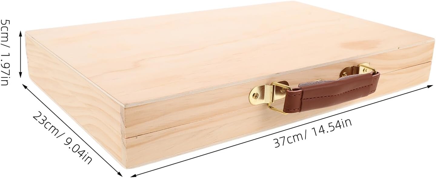 GLSTOY 2pcs Portable Wooden Painting Tool Box 37x23x5cm for Oil Painting Supplies Organizer with Handle, Pine Wood Art Storage Case for Outdoor Sketching and Studio Use