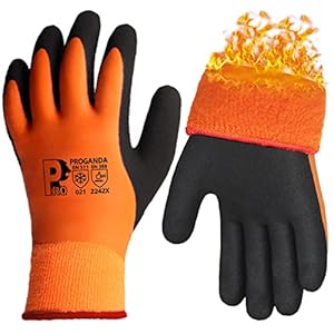 PROGANDA Waterproof Thermal Work Gloves Superior Grip Coating Insualted Liner for Outdoor Cold Weather Car Cleaing…