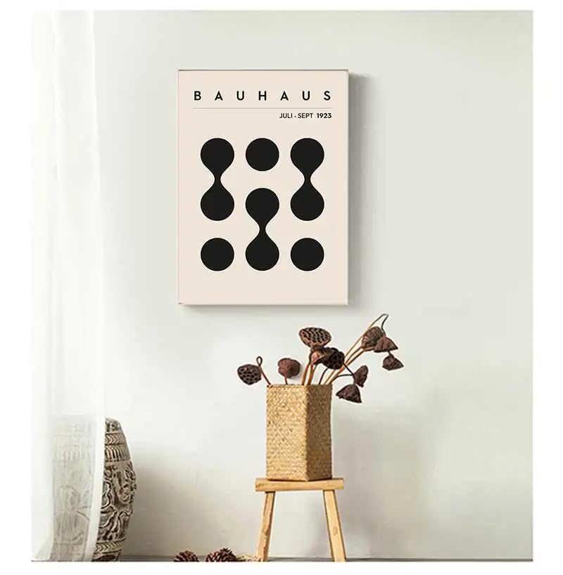 Pósteres de arte mural geométricos abstractos vintage estilo Bauhaus de 50x70cm en lienzo