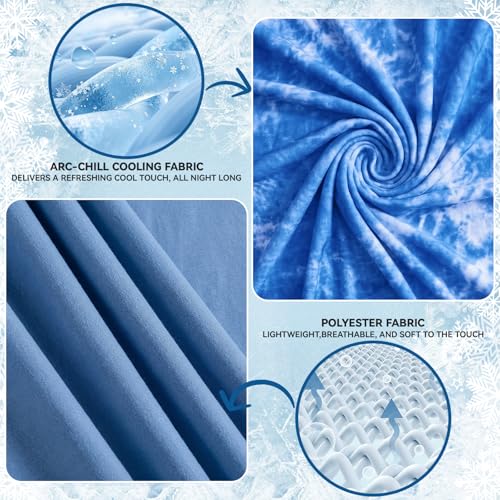 Image of Guohaoi Cooling Throw Blanket for Hot Sleepers, Full Size 60''x90'' Lightweight Breathable Summer Bed Blanket for Couch, Arc-Chill Q-Max >0.5 Cool Fiber,Lightweight Tie Dye Blanket Blue